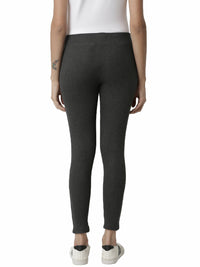De Moza Women's Ankle Length Leggings Solid Cotton Anthra Melange - De Moza (4462929182783)