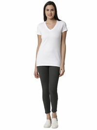 De Moza Women's Ankle Length Leggings Solid Cotton Anthra Melange - De Moza (4462929182783)