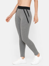 De Moza Women Sporty Ankle Length Leggings Solid Cotton Dark Grey Melange - De Moza (4712829026367)