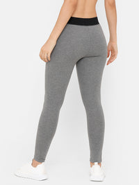 De Moza Women Sporty Ankle Length Leggings Solid Cotton Dark Grey Melange - De Moza (4712829026367)