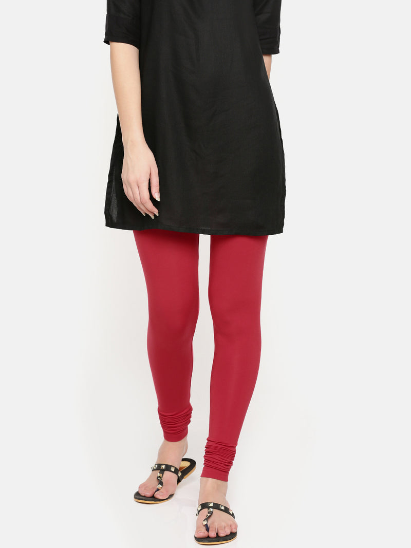 De Moza Ladies Chudidhar Leggings Solid Modal Red - De Moza (6564029562943)