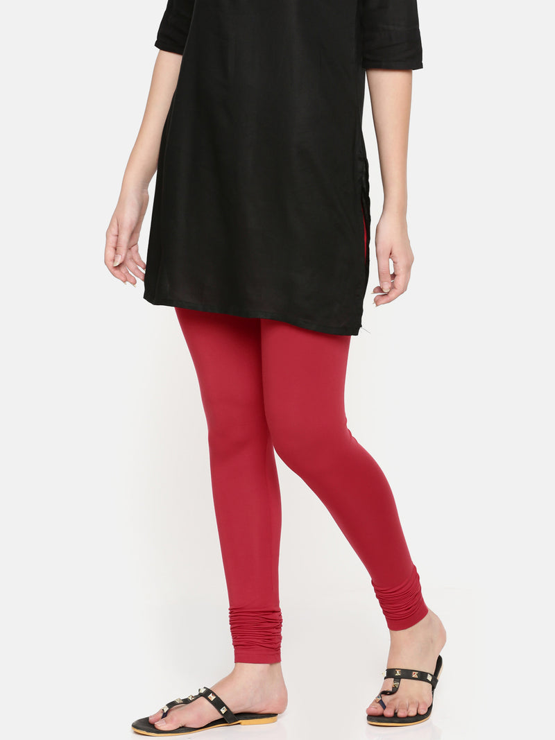 De Moza Ladies Chudidhar Leggings Solid Modal Red - De Moza (6564029562943)