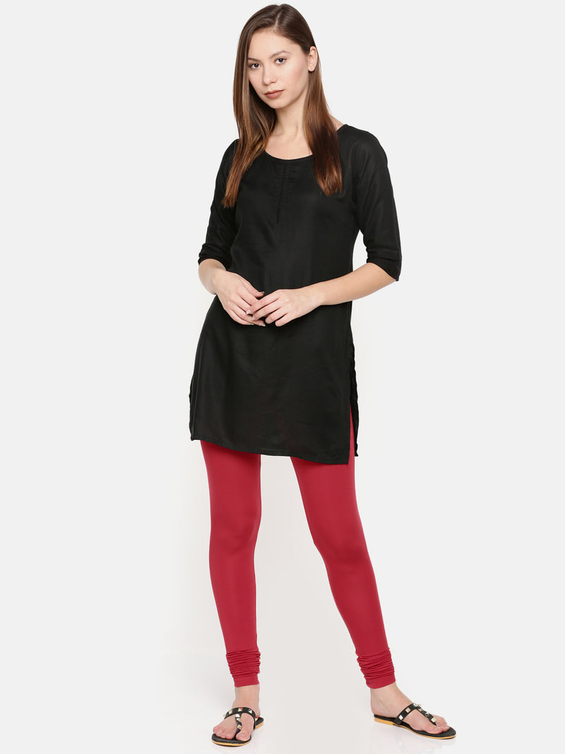 De Moza Ladies Chudidhar Leggings Solid Modal Red - De Moza (6564029562943)