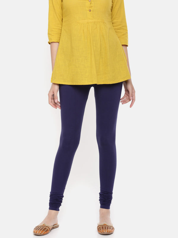 De Moza - Women's Navy Blue Churidar Leggings (4890549223487)
