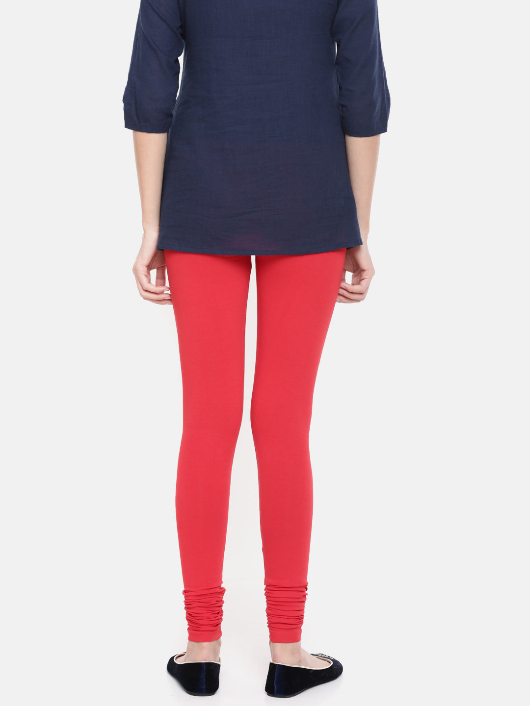 De Moza Ladies Churidar Leggings Solid Lycra Red