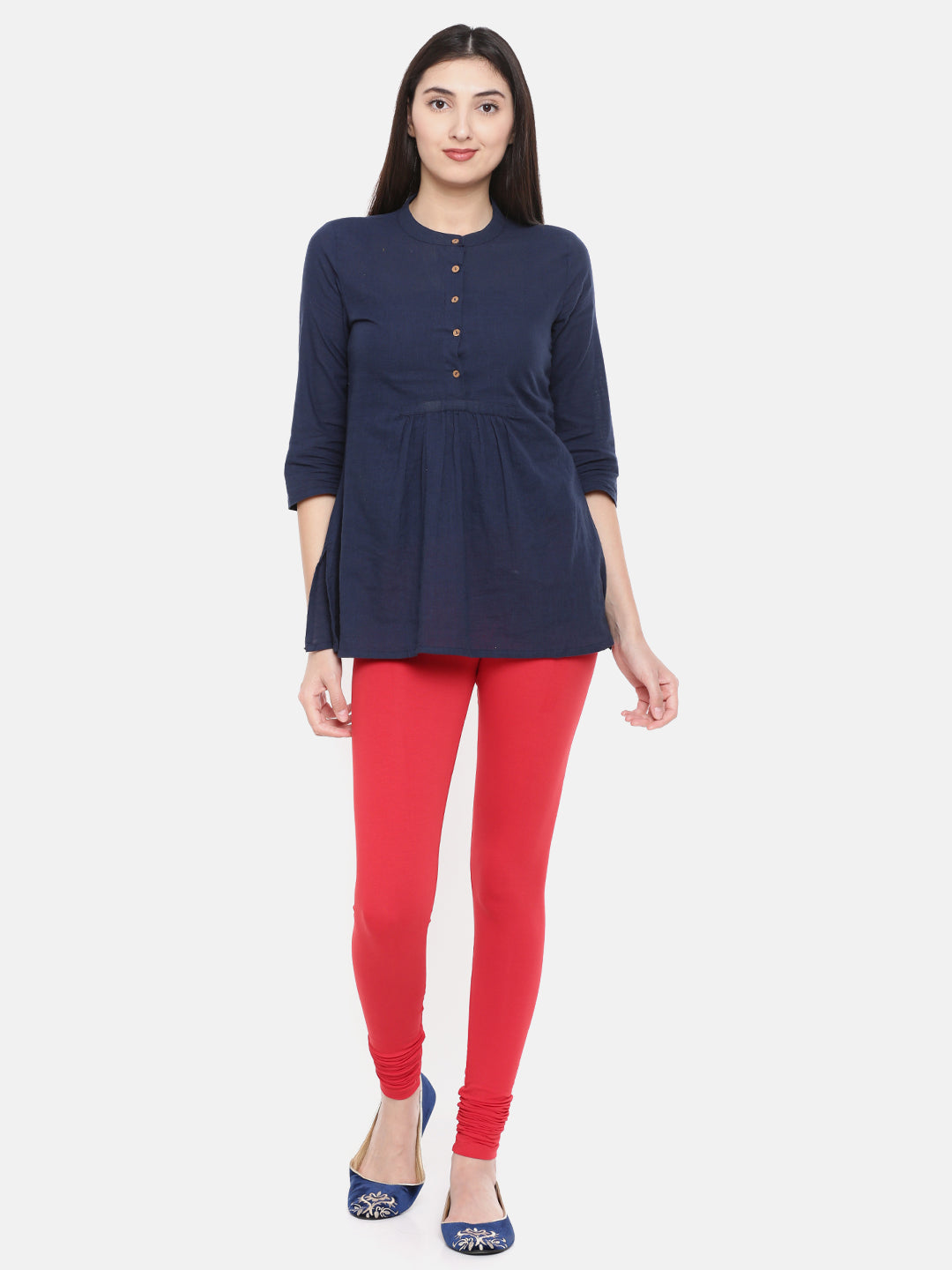 De Moza Ladies Churidar Leggings Solid Lycra Red