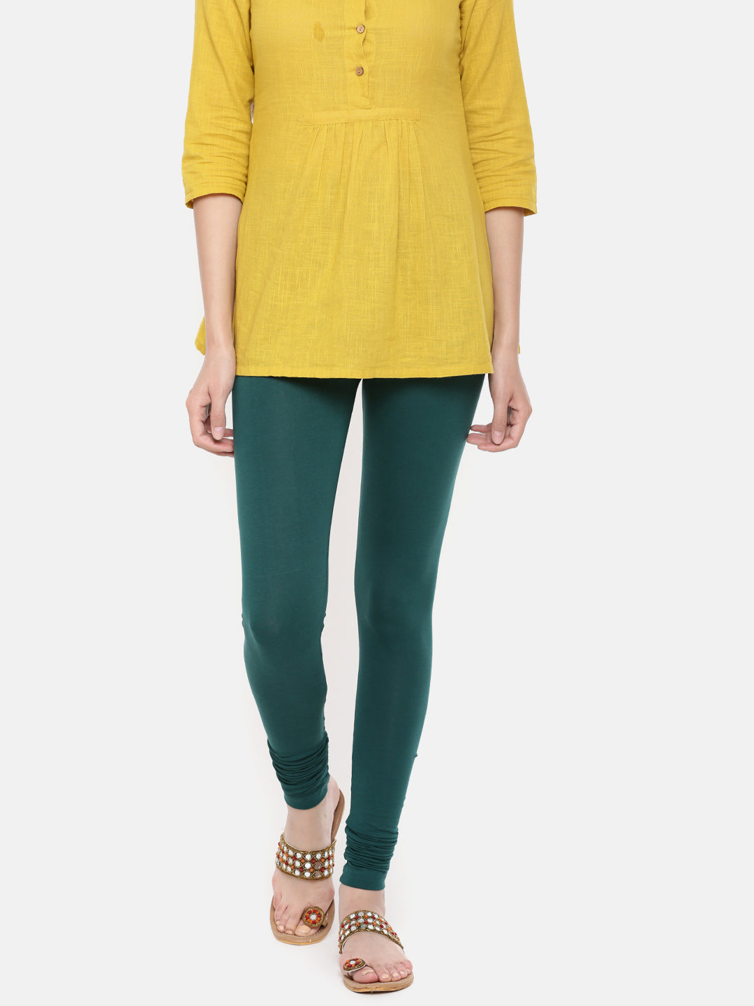 De Moza - Women's Bottle Green Churidar Leggings (4890549485631)
