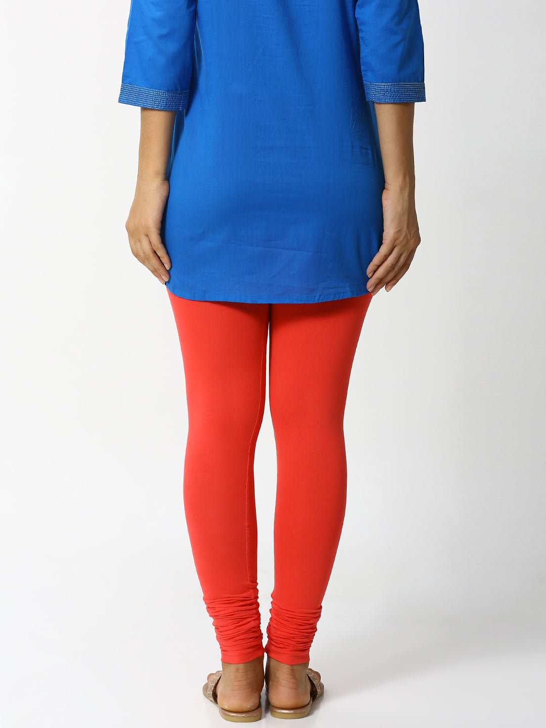De Moza Women's Chudidhar Leggings Solid Cotton Lycra Coral - De Moza (4890550337599)