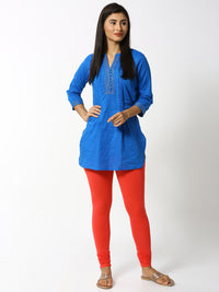 De Moza Women's Chudidhar Leggings Solid Cotton Lycra Coral - De Moza (4890550337599)