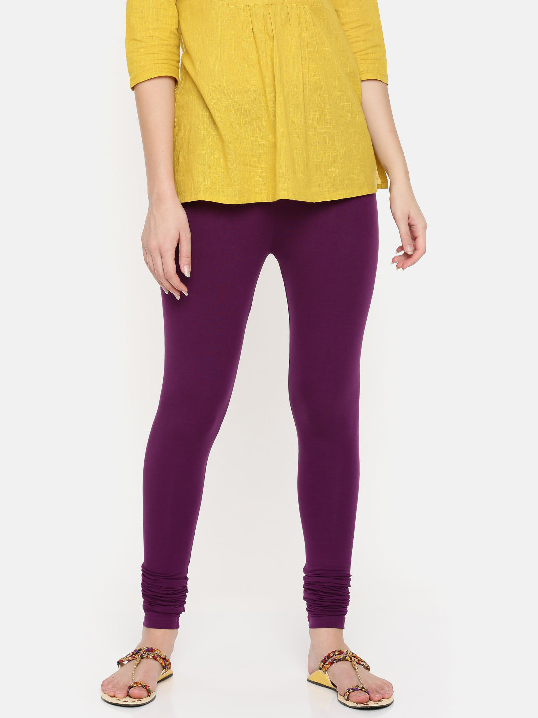 De Moza - Women's Dark Purple Churidar Leggings (4890549059647)