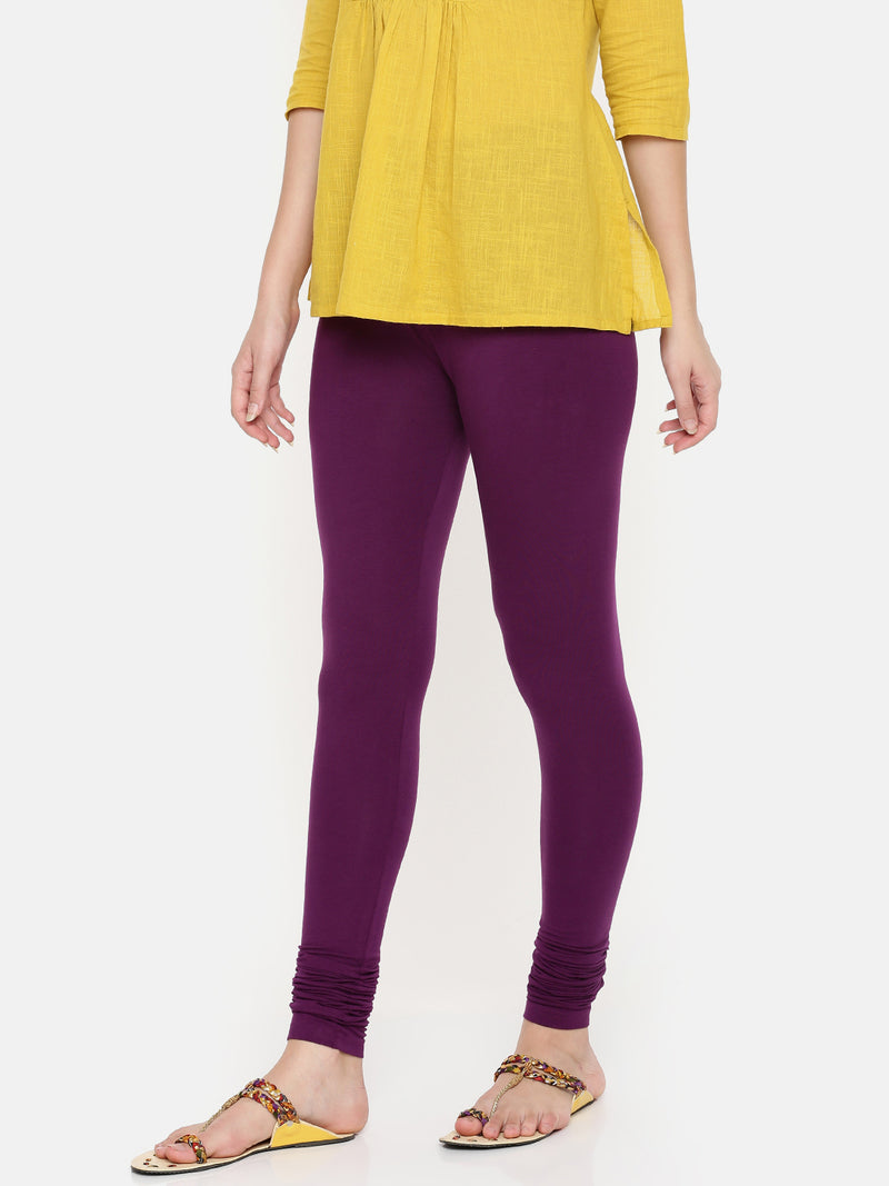 De Moza - Women's Dark Purple Churidar Leggings (4890549059647)