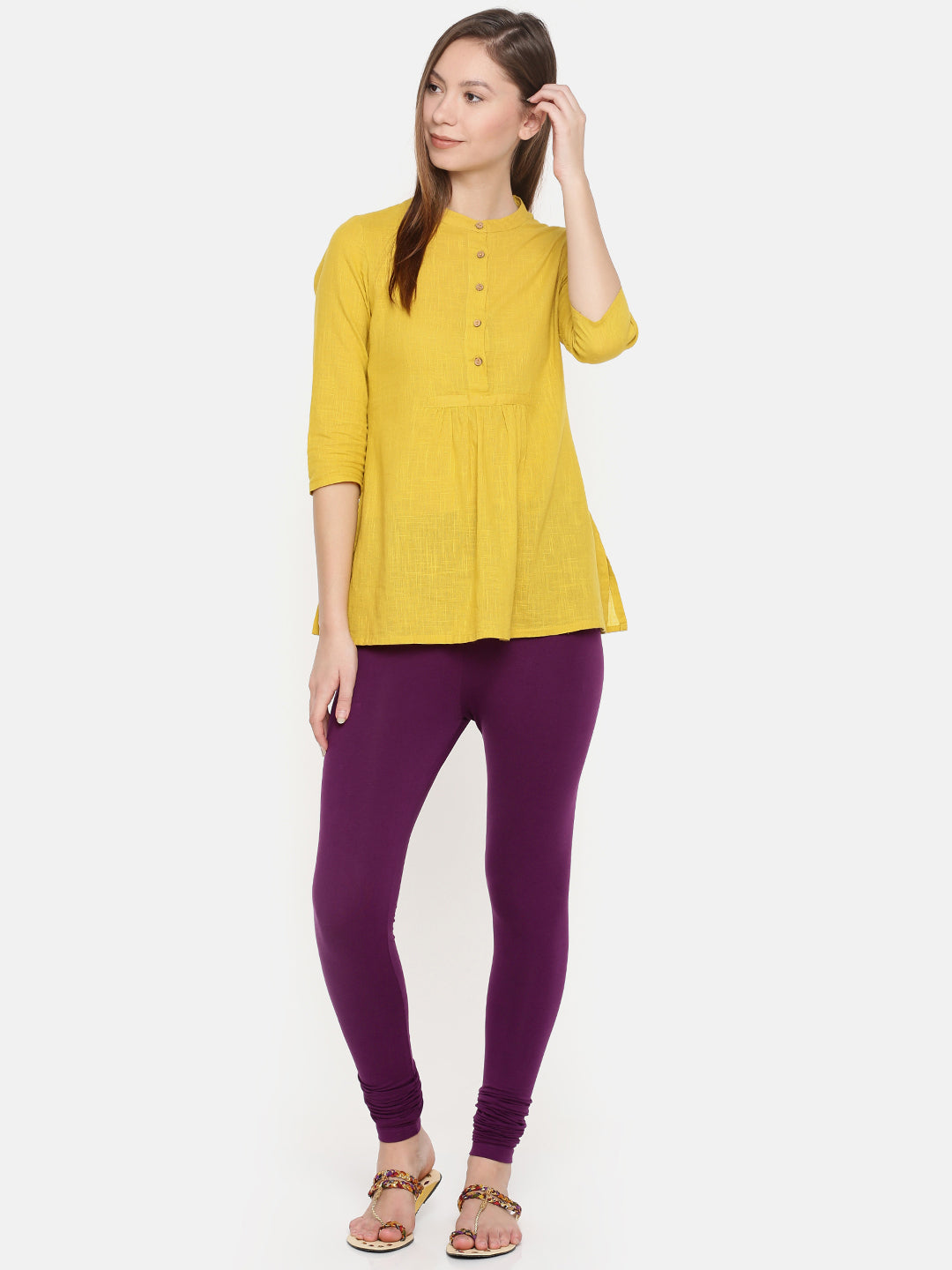 De Moza - Women's Dark Purple Churidar Leggings (4890549059647)