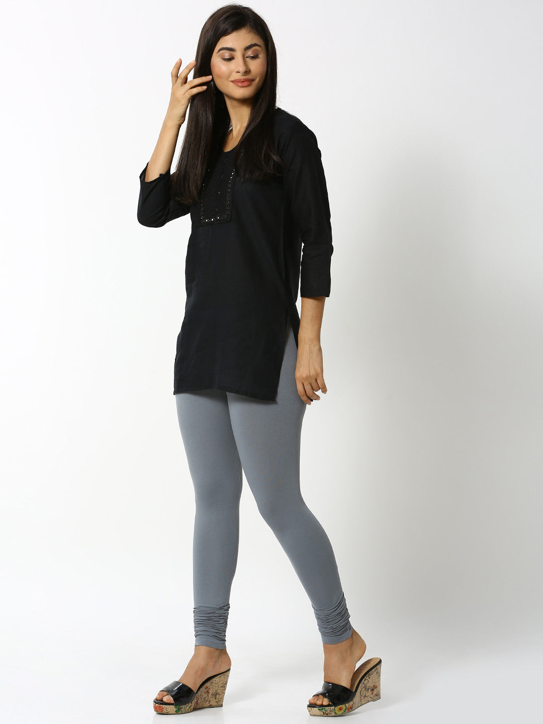 De Moza - Women's Grey Churidar Leggings (4890551124031)