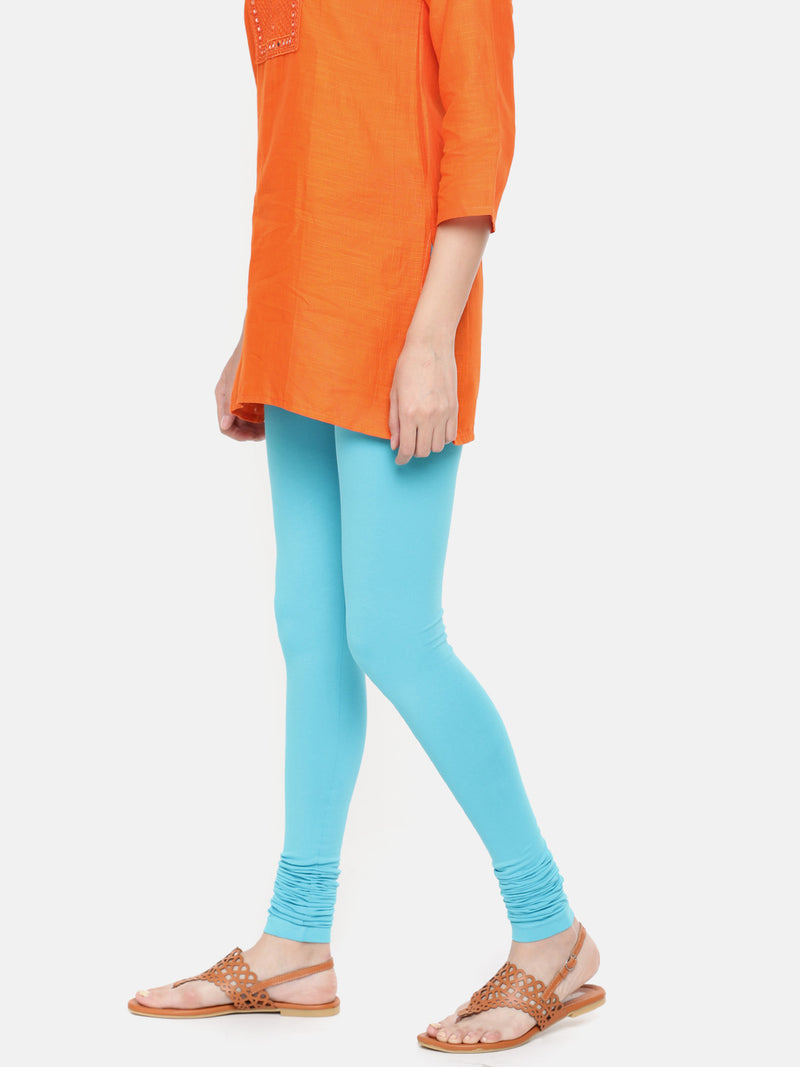 De Moza Women's Chudidhar Leggings Solid Cotton Lycra Light Blue - De Moza (4890550730815)