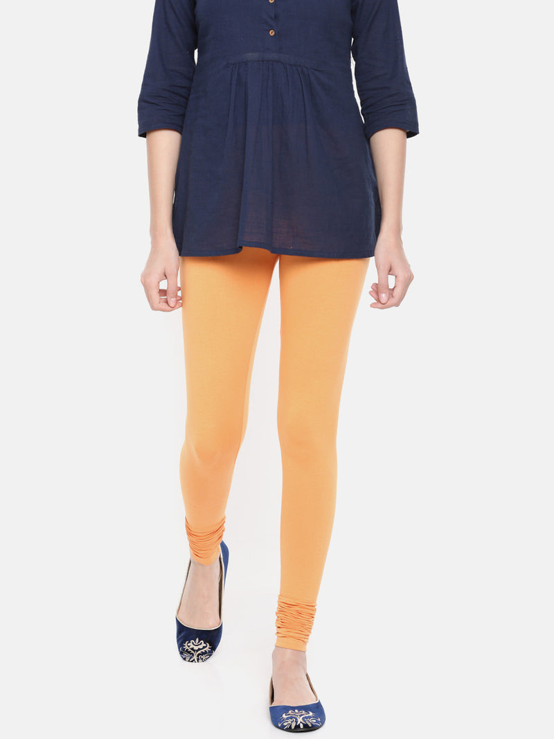De Moza- Women's Light Orange Churidar Leggings (4890550861887)