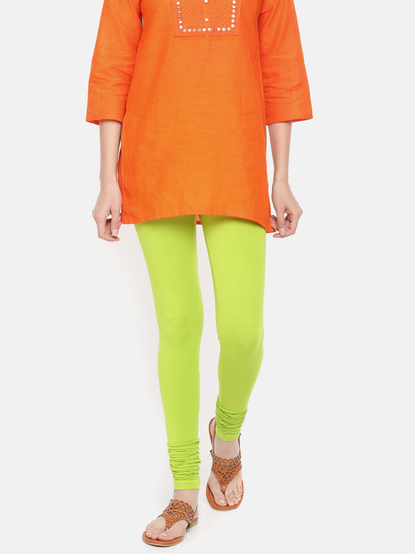 De Moza- Women's Lime Green Churidar Leggings  (4890550632511)