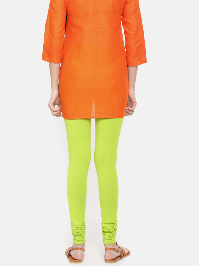 De Moza- Women's Lime Green Churidar Leggings  (4890550632511)