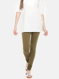 De Moza- Women's olive green churidar leggings (4890550698047)