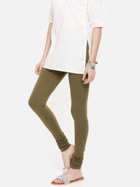 De Moza- Women's olive green churidar leggings (4890550698047)