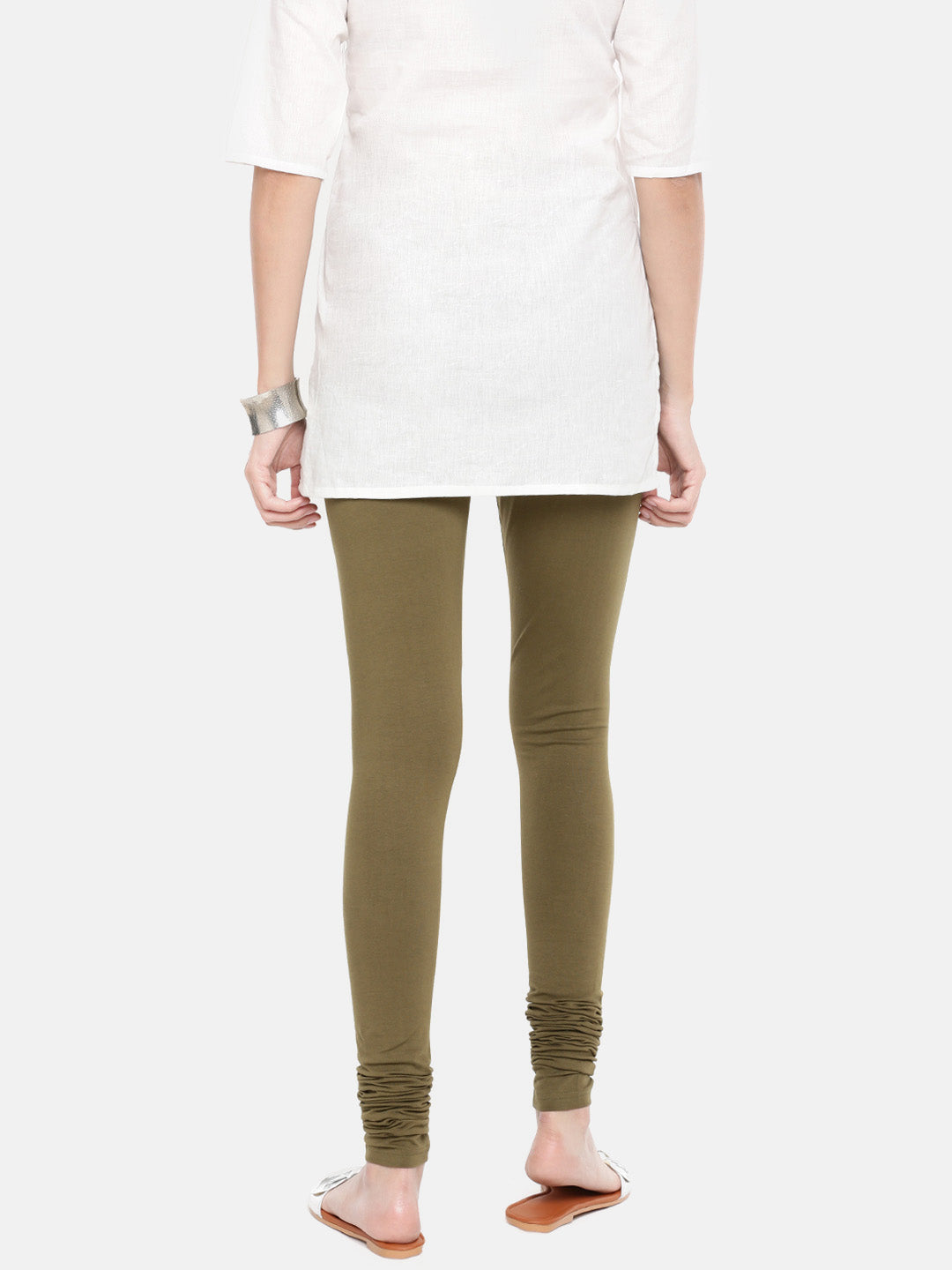 De Moza- Women's olive green churidar leggings (4890550698047)