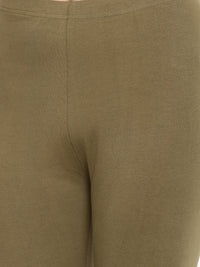 De Moza- Women's olive green churidar leggings (4890550698047)
