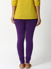 De Moza Ladies Churidar Leggings Solid Lycra Purple