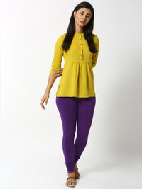 De Moza Ladies Churidar Leggings Solid Lycra Purple