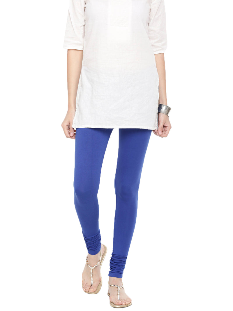De Moza Ladies Churidar Leggings Solid Lycra Royal Blue