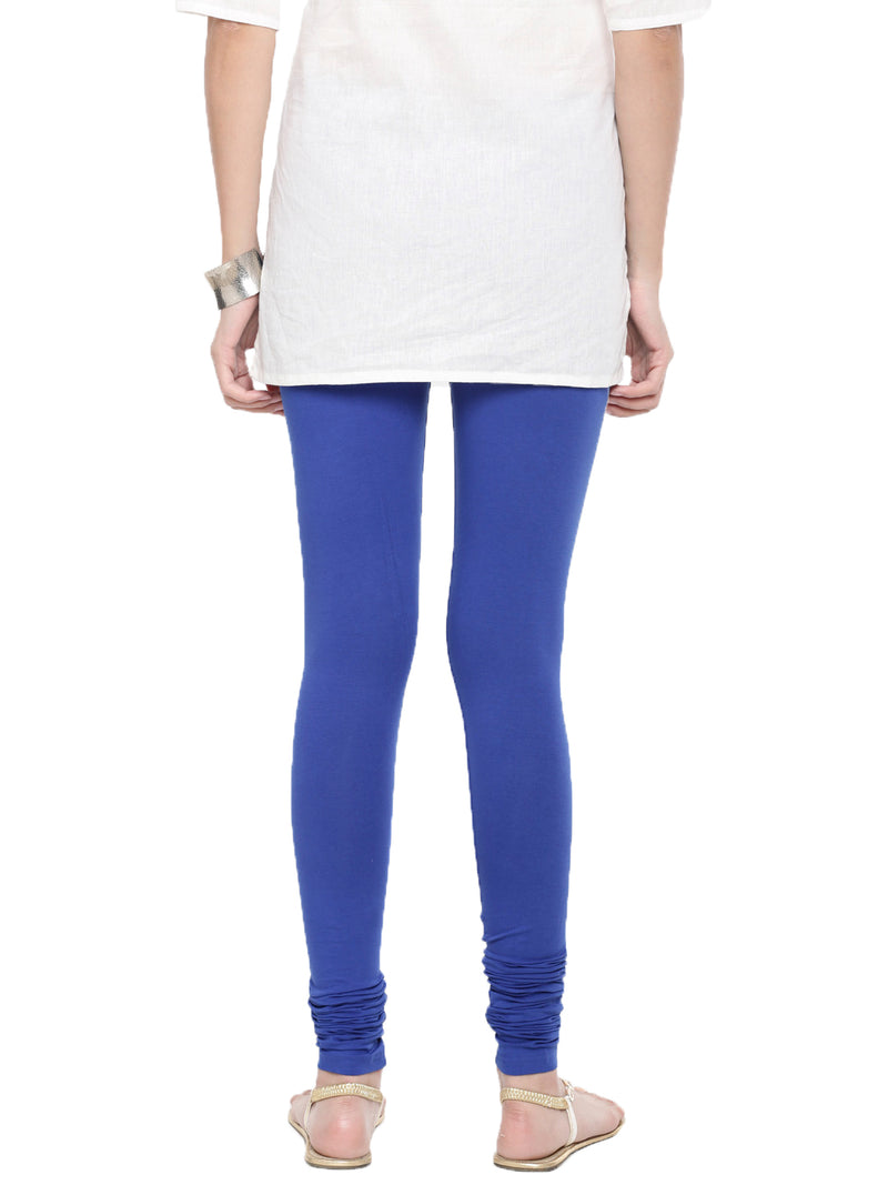 De Moza Ladies Churidar Leggings Solid Lycra Royal Blue