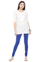 De Moza Ladies Churidar Leggings Solid Lycra Royal Blue