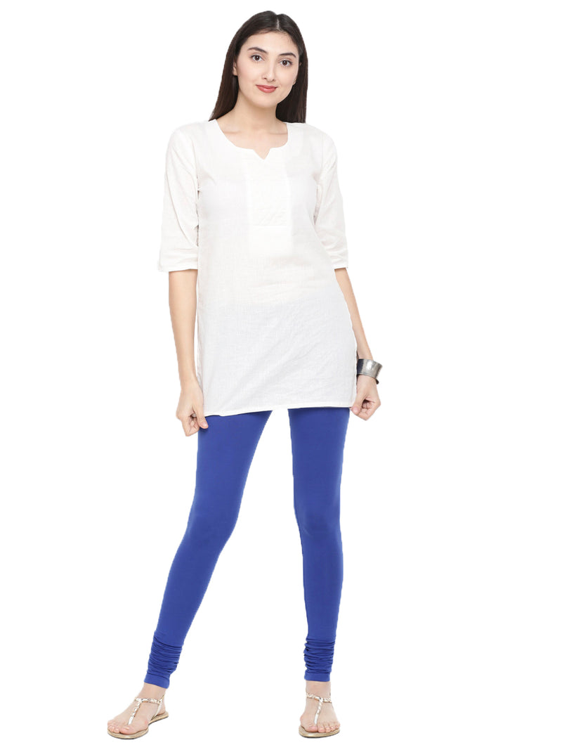 De Moza Ladies Churidar Leggings Solid Lycra Royal Blue