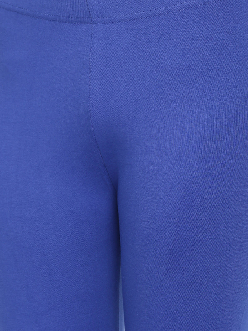 De Moza Ladies Churidar Leggings Solid Lycra Royal Blue