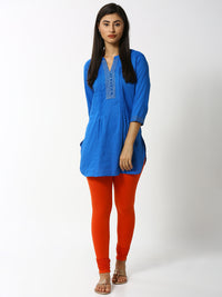 De Moza Ladies Churidar Leggings Solid Lycra Rust Orange