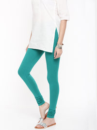 De Moza Ladies Churidar Leggings Solid Lycra Sea Green