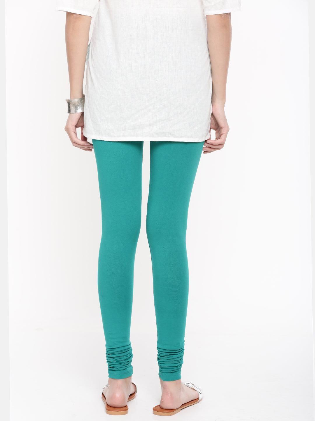 De Moza Ladies Churidar Leggings Solid Lycra Sea Green