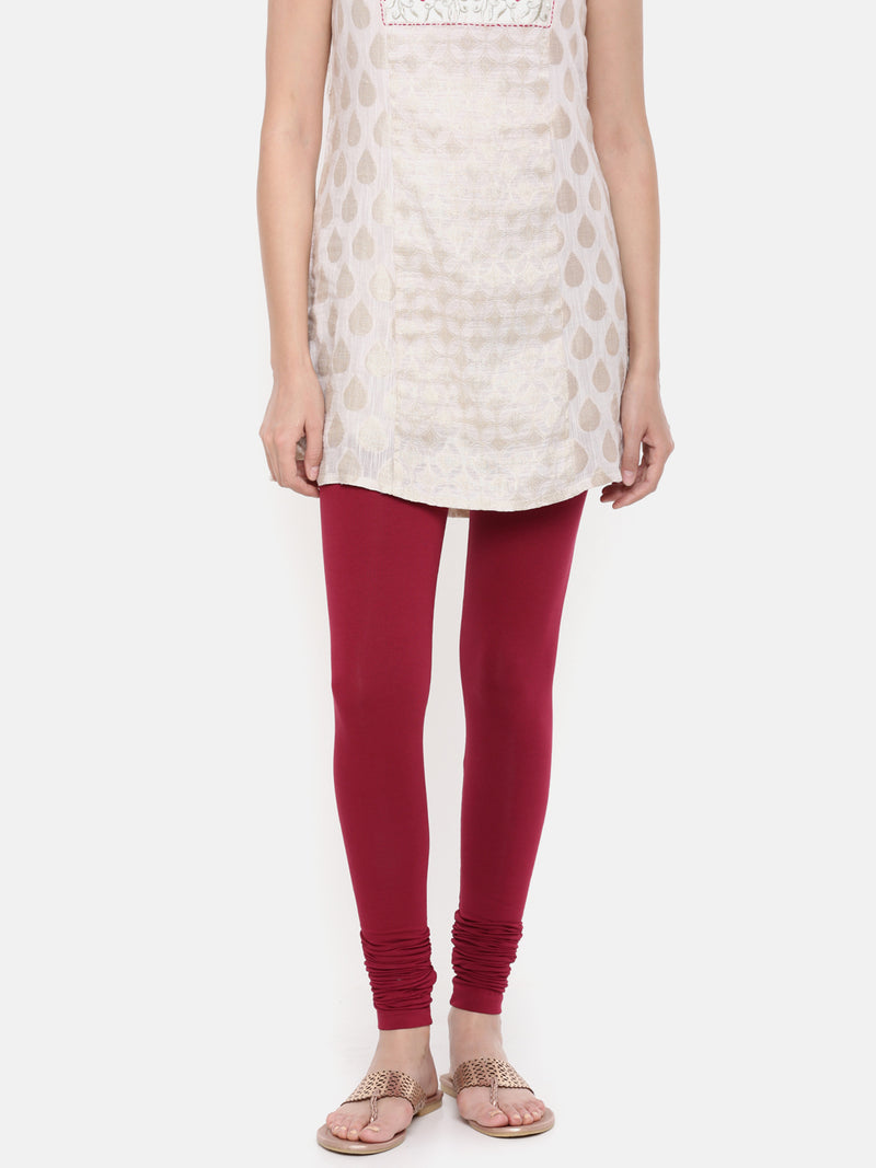 De Moza Ladies Churidar Leggings Solid Lycra Wine