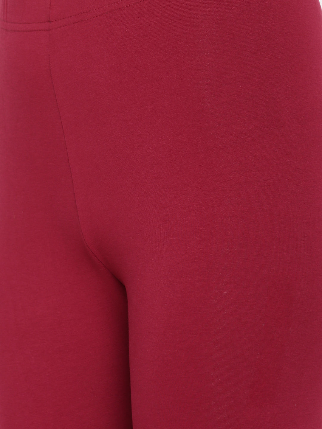De Moza Ladies Churidar Leggings Solid Lycra Wine