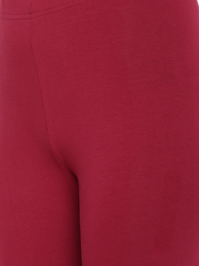 De Moza Ladies Churidar Leggings Solid Lycra Wine