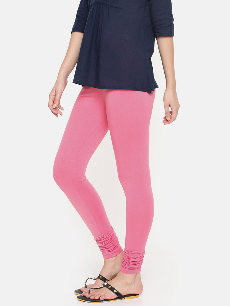 De Moza Ladies Churidar Leggings Solid Lycra Rani Pink