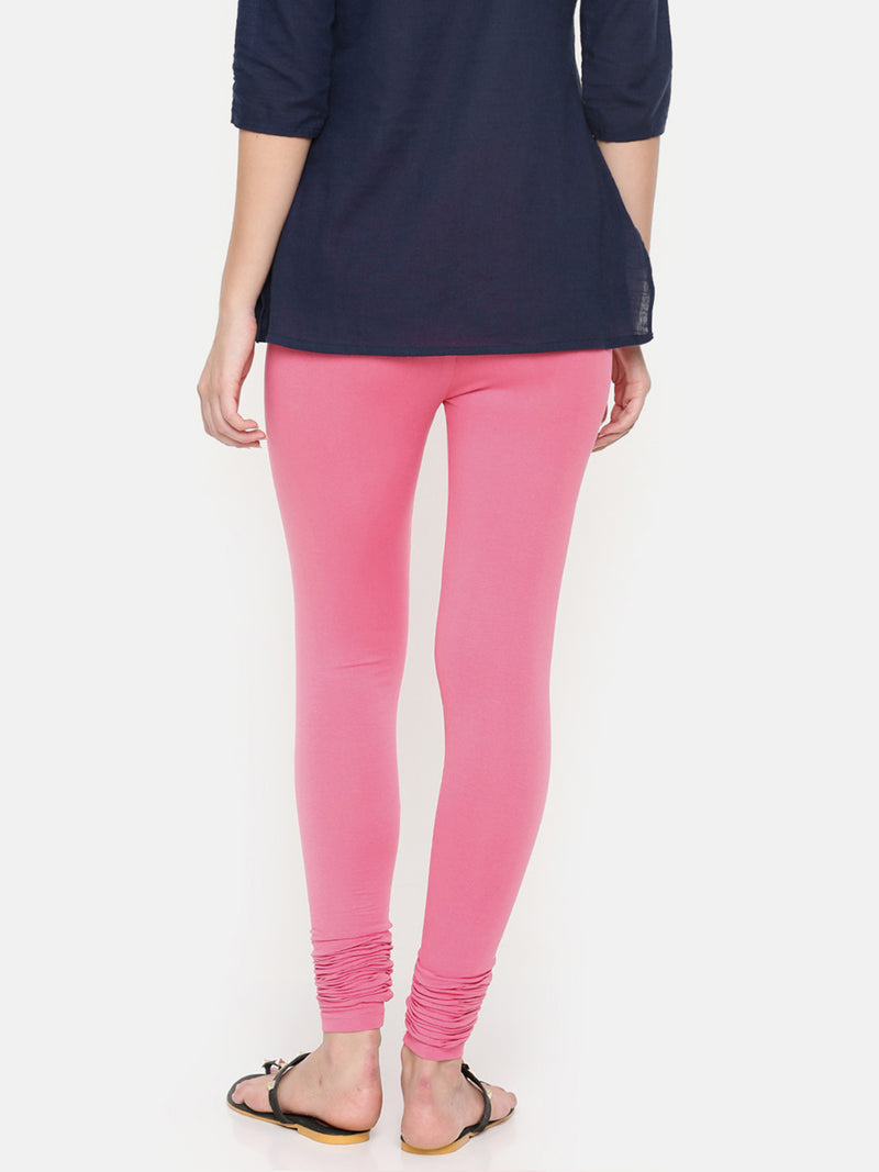 De Moza Ladies Churidar Leggings Solid Lycra Rani Pink
