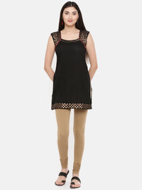 De Moza Women's Chudidhar Leggings Solid Cotton Lycra Golden Beige - De Moza (4890549583935)