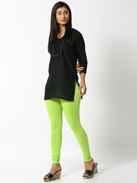 De Moza Women's Chudidhar Leggings Solid Cotton Lycra Leaf Green - De Moza (4890549780543)
