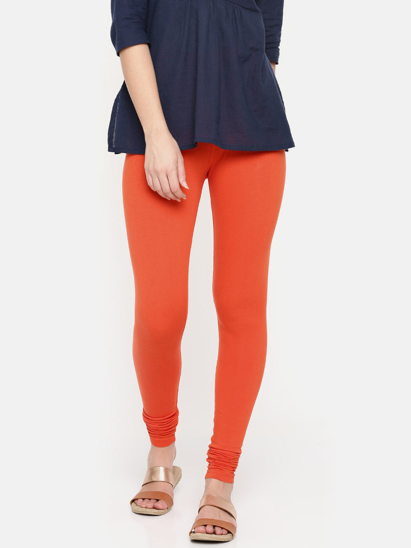De Moza- Women's Orange Churidar Leggings (4890549682239)