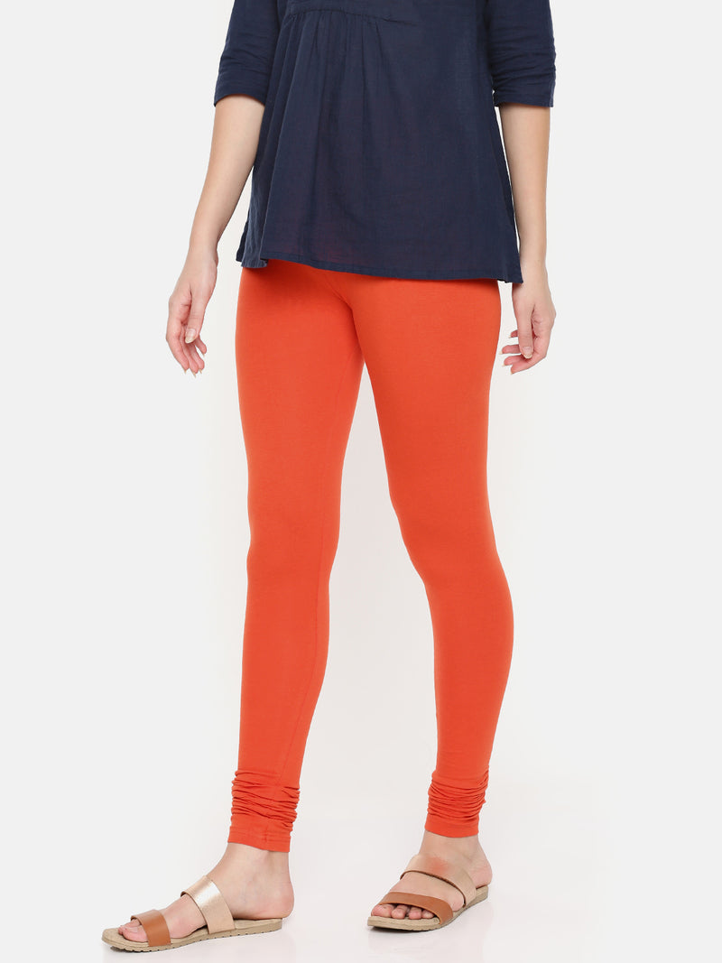 De Moza- Women's Orange Churidar Leggings (4890549682239)