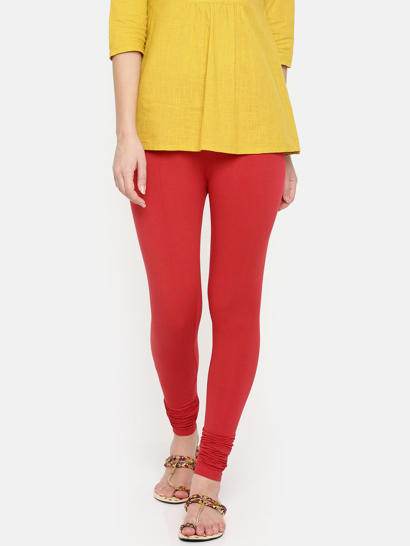 De Moza - Women's Red Churidar Leggings (4890551484479)