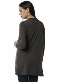 De Moza Ladies Long Length Shrug Anthra Melange
