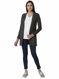 De Moza Ladies Long Length Shrug Anthra Melange