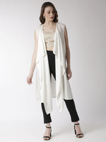 De Moza Women's Sleeveless Shrug Solid Rayon Offwhite - De Moza (4470437347391)