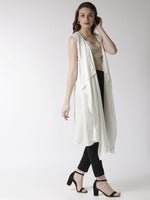 De Moza Women's Sleeveless Shrug Solid Rayon Offwhite - De Moza (4470437347391)