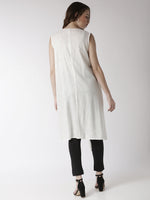 De Moza Women's Sleeveless Shrug Solid Rayon Offwhite - De Moza (4470437347391)